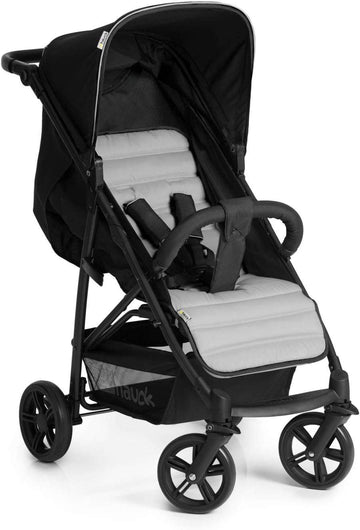 buggy tot 25 kg met ligstand vanaf geboorte, klein inklapbaar met één hand, in hoogte verstelbare duwstang, grote mand, grijs (caviar)/zilver
