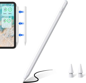 Alternatief Appl Pencil Stylus Pen voor iPad 2018-2024 met Magnetic Opladen&Palm Rejection Compatibel met iPad Pro 11/12.9, iPad Air 3/4/5, iPad na 2018