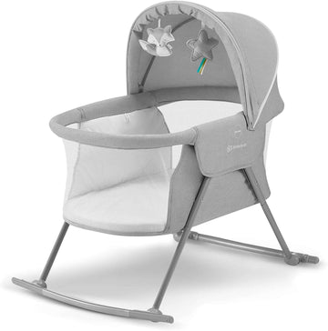 3-in-1 reisbed LOVI 3-in-1 reisbed, babybedje, wiegje, schommelwiegje, makkelijk in- en uitklappen, verstelbare zonnekap, met toebehoren, matrasje met verwijderbare hoes, Grijs