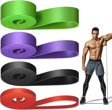 Fitnessbanden, set met 4 verschillende niveaus, weerstandsbanden, elastische band, sport, gymnastiekband, trainingsbanden, fitnessband voor krachttraining, pilates, yoga, voor mannen en vrouwen