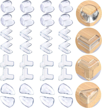 32 stuks hoekbescherming voor baby's, randbescherming, zelfklevend, tafelrandbescherming, transparant, 4 vormen voor verschillende meubels