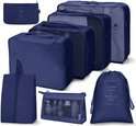 Koffer Organizerset 8 stuks - Grote Opbergtas Reis Kleding Tassen - Compression Packing Cubes - Marineblauw .
