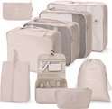 Waterdichte Opvouwbare 9 stuks Inpakzakken Inpakorganizers - Reisorganizers voor Bagage - Met Schoenentas - Kleding Schoenen .