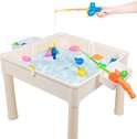 4-in-1 Speeltafel voor Kinderen met bouwplaat – Geschikt voor Lego, Duplo, Water, Zand & Hengelspel