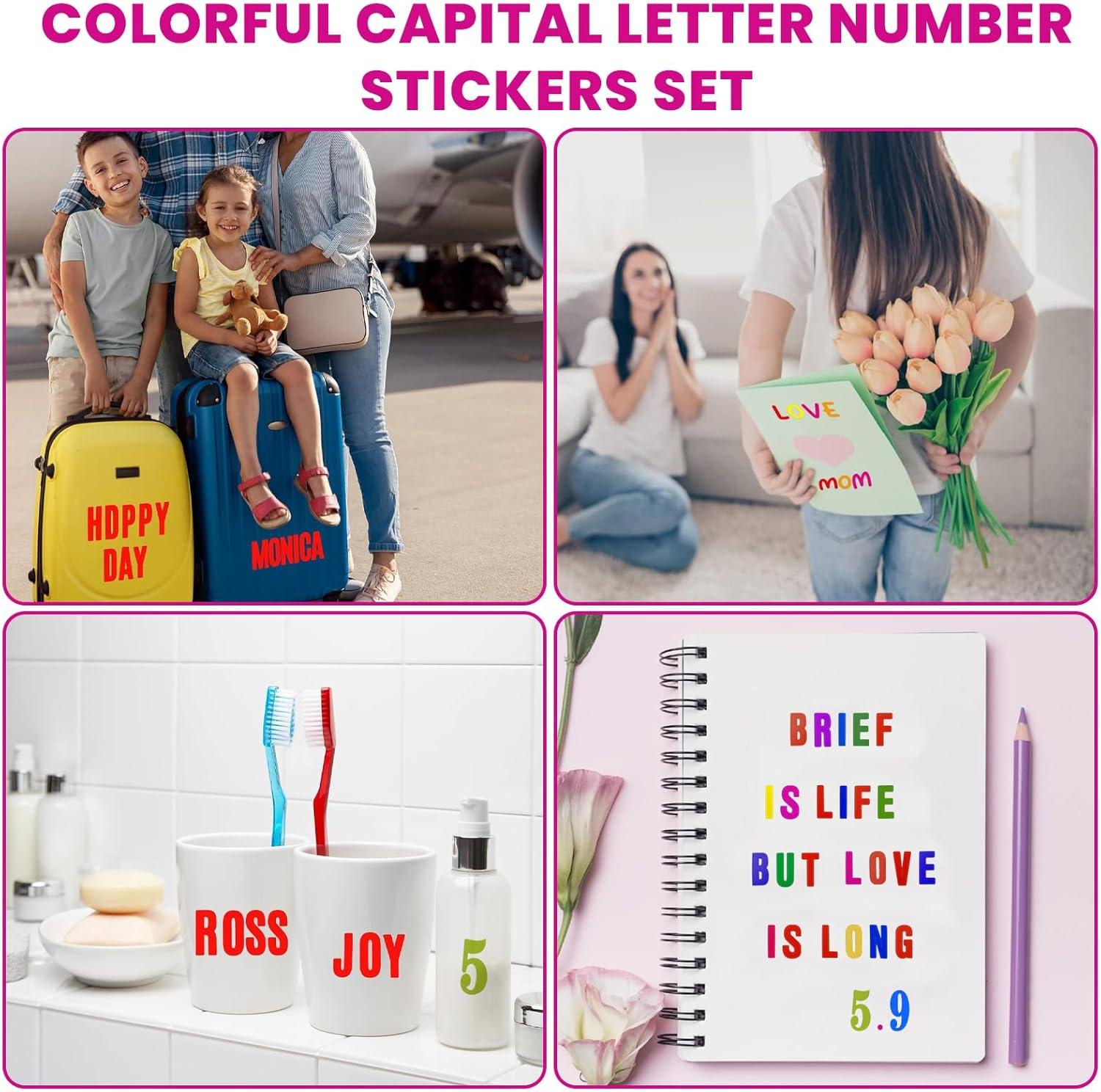 Gekleurde Alfabet- en Cijferstickers – 8 Vellen – 25cm & 5cm Groot – Waterdicht Vinyl – Zelfklevende Stickers voor Knutselen & Scrapbooking