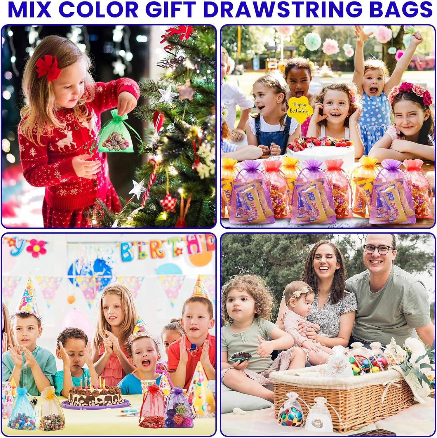 Organza Zakjes 110 Stuks – Mix Kleuren Cadeauzakjes met Trekkoord – 7x9cm & 10x15cm – Bruiloft, Verjaardag, Kerst & Sieraden Geschenkverpakking