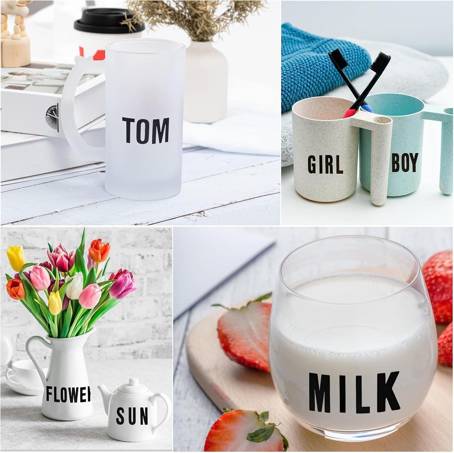 Grote Zelfklevende Letterstickers Set – 8 Vellen – 2,5 cm & 5 cm – Zwart Alfabet & Cijferstickers – Waterdicht Vinyl