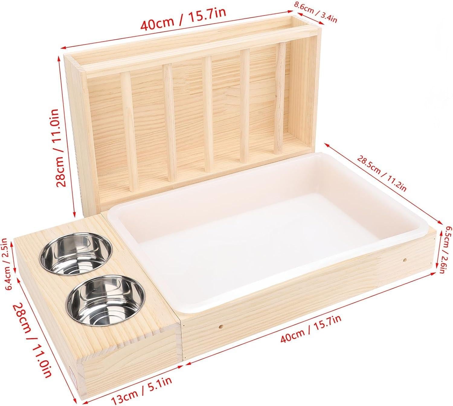 Houten Hooi Feeder voor Konijn, Cavia en Hamster – Puinhoopvrije Voerbak – Stevige Krabber en Voedingshouder.