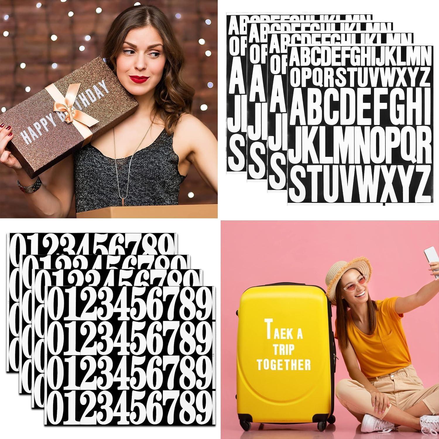 Alfanumerieke Stickers Set – 8 Vellen Waterdicht Vinyl – 25cm & 5cm Grote Letters en Cijfers – Witte Stickers voor Knutselen, Scrapbooking & Brievenbussen