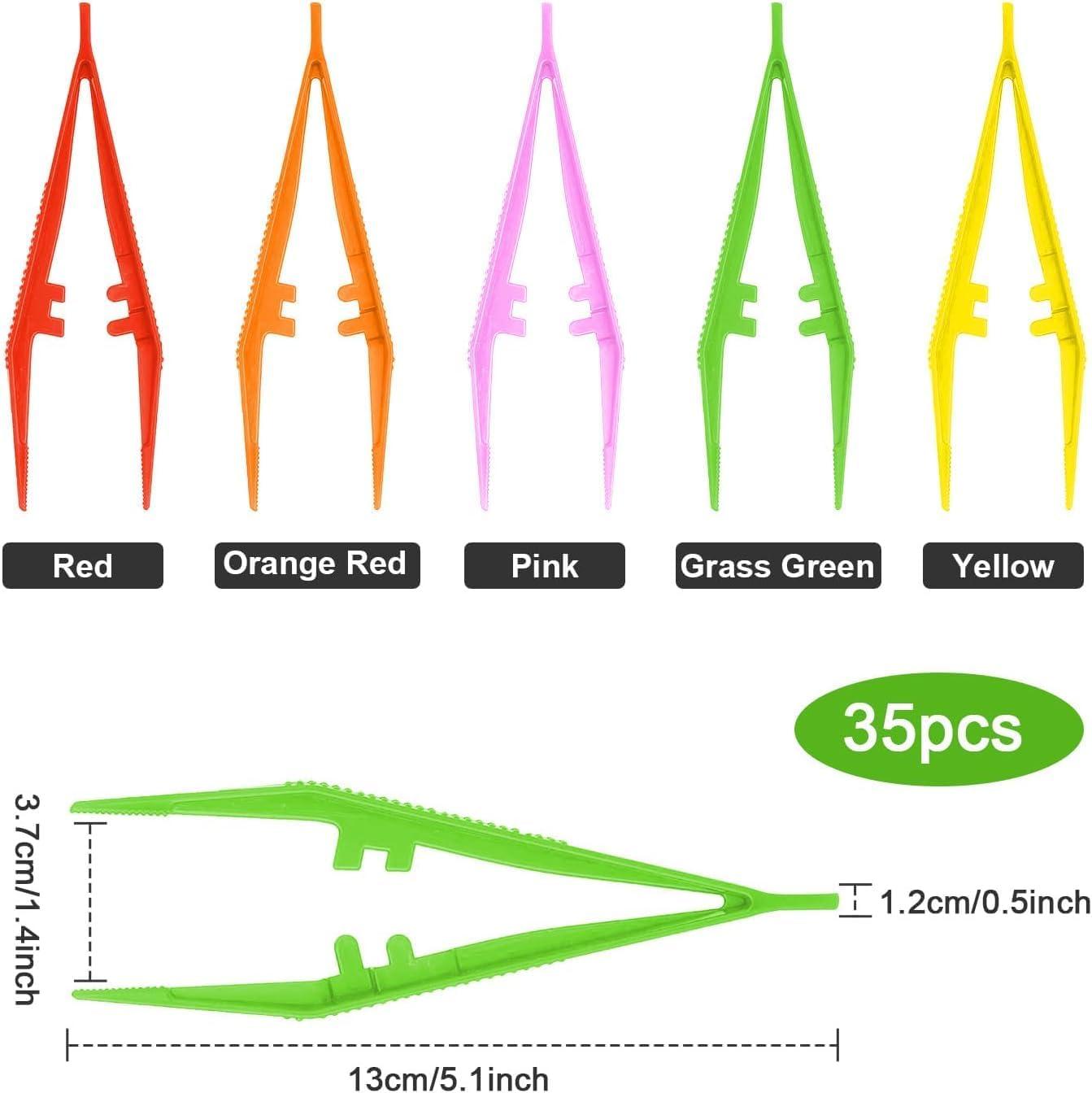 Plastic Pincet Set voor Kinderen – 5 Kleuren, 13 cm – Gekartelde Tips, Educatief en Creatief Gebruik