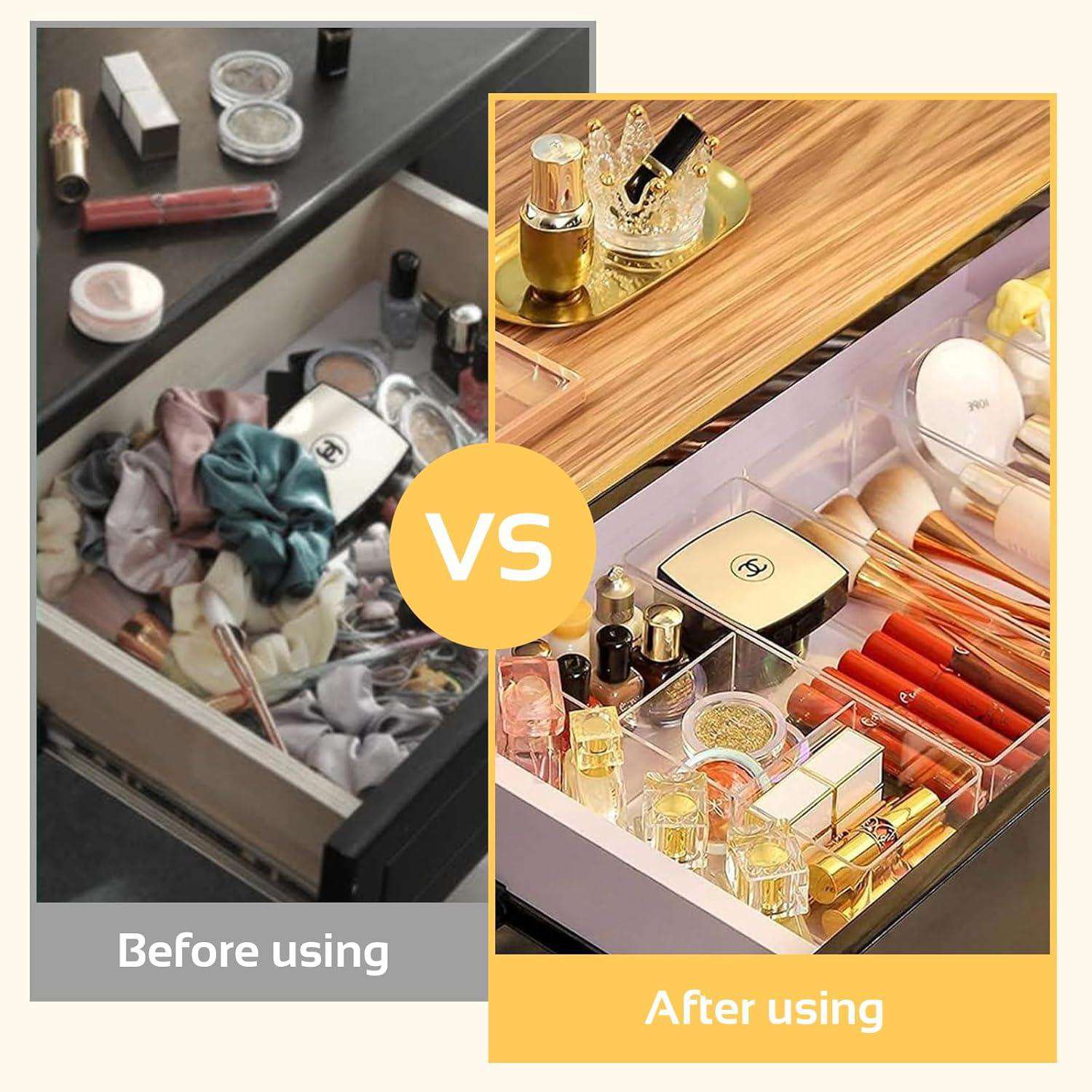 Set van 2 – Make-up Organizer Acryl –Cosmetische Opslag voor Lippenstiften, Sieraden & Haarelastiek