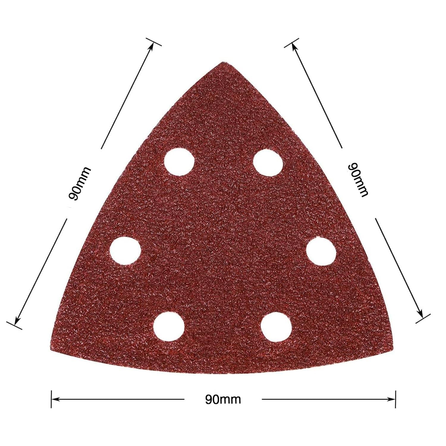 60 Stuks Driehoek Schuurpapier 93x93x93 mm – 6 Gaats Klittenband – Korrel 40 t/m 240 – Voor Mouse & Multischuurmachine