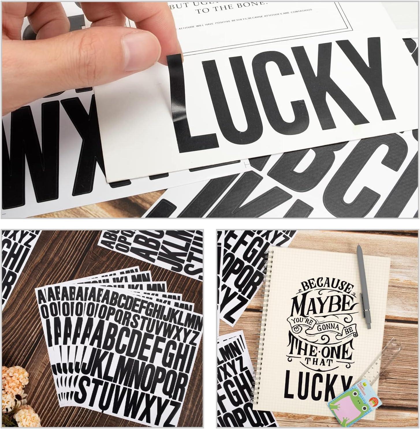 Grote Zelfklevende Letterstickers Set – 8 Vellen – 2,5 cm & 5 cm – Zwart Alfabet & Cijferstickers – Waterdicht Vinyl