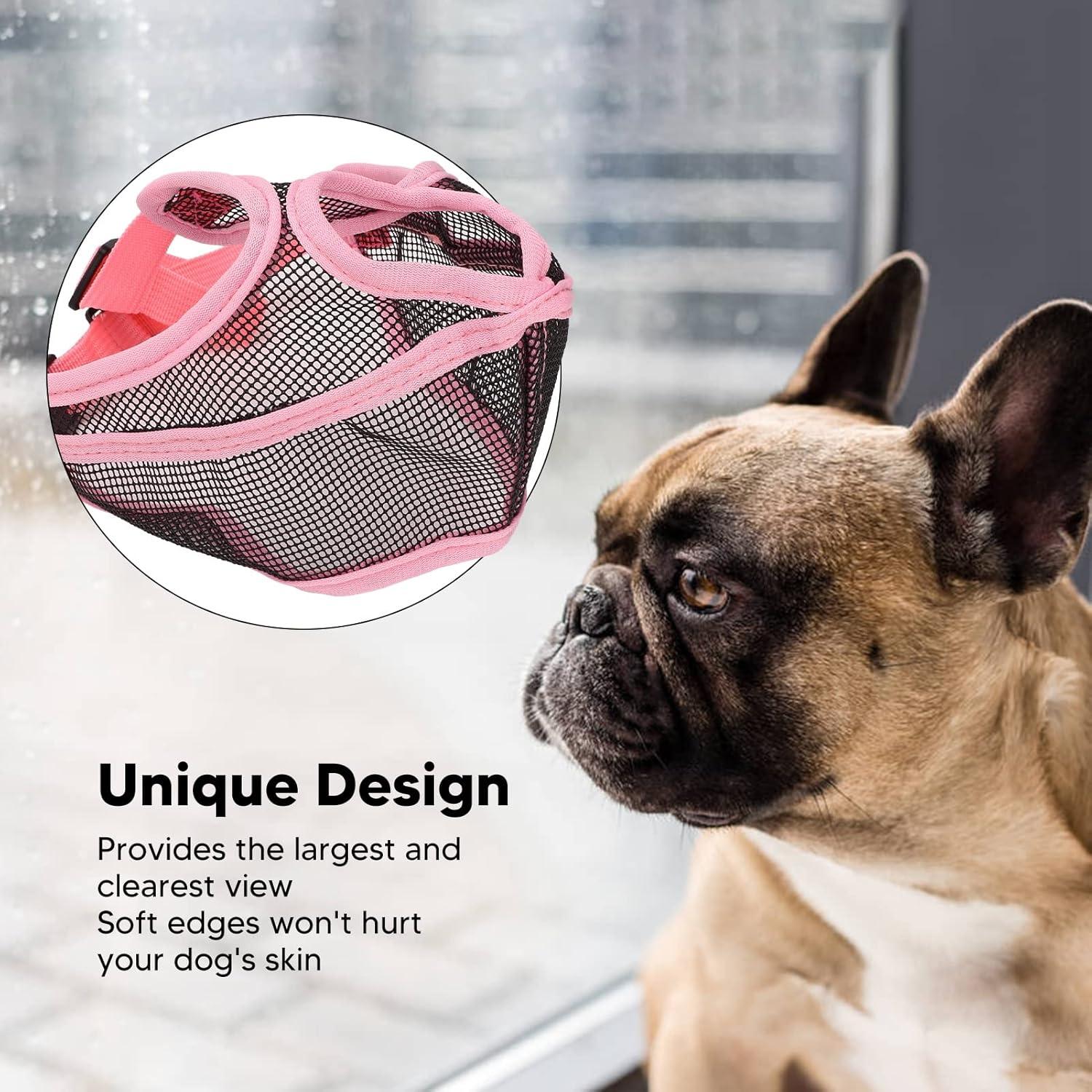 Ademend Mesh Muilkorf voor Korte Snuit Honden (Bulldog, Chihuahua) – Voorkom Bijten, Blaffen & Kauwen