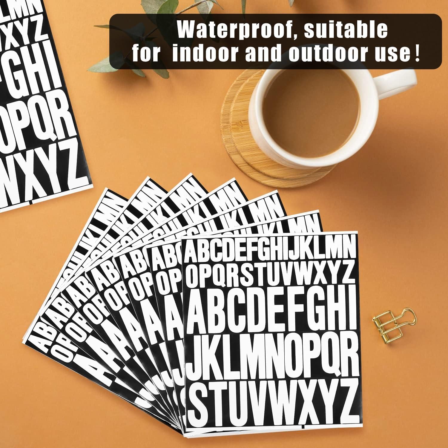 Alfanumerieke Stickers Set – 8 Vellen Waterdicht Vinyl – 25cm & 5cm Grote Letters en Cijfers – Witte Stickers voor Knutselen, Scrapbooking & Brievenbussen