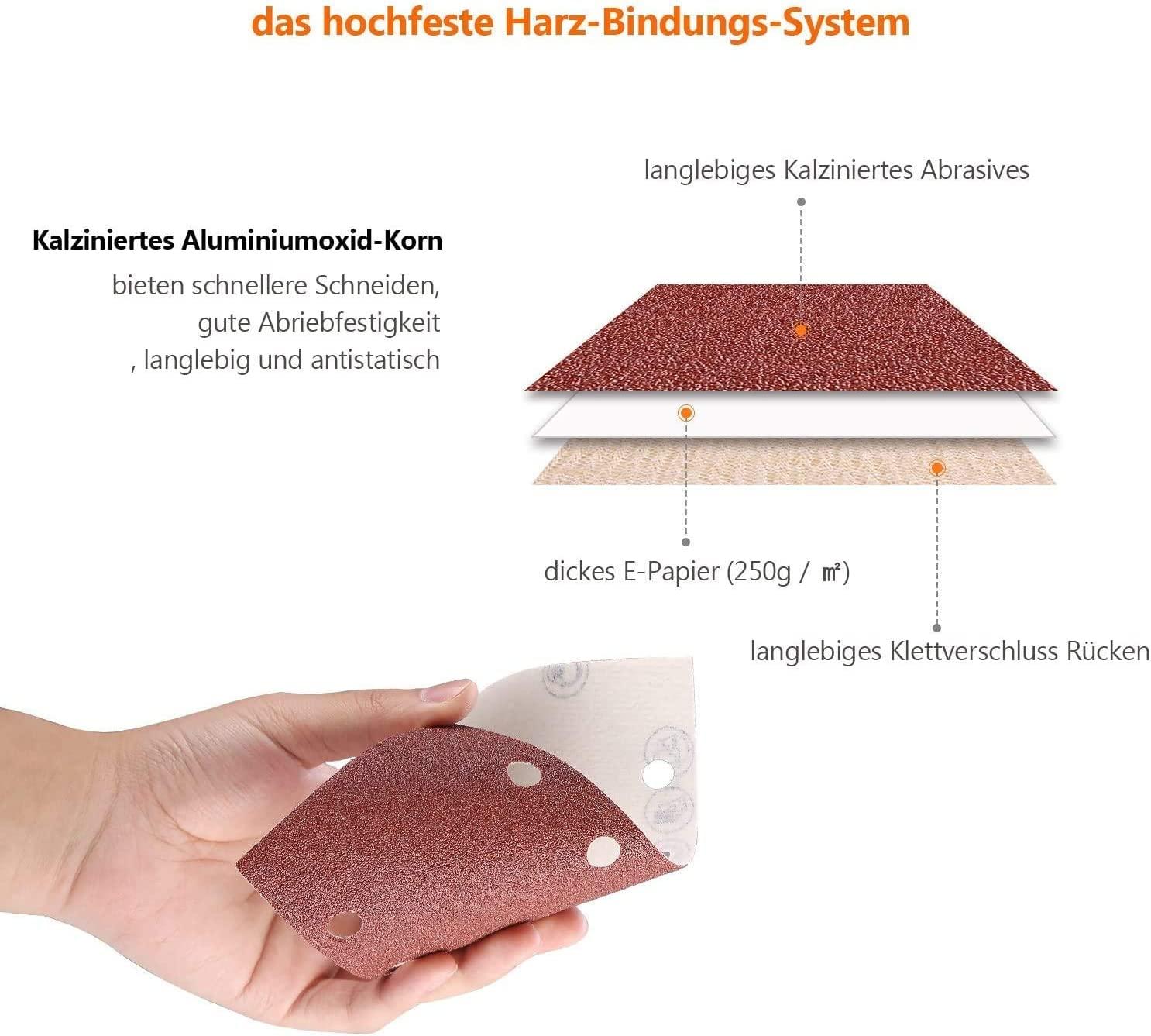 Schuurpapier voor Elektrische Vlakschuurmachine - 93x185 mm, 8 Gaten, Klittenband - Set van 40 Stuks (Korrels 40, 60, 80, 120, 240)
