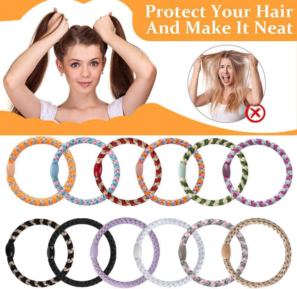12 Stuks Elastische Haarbanden voor Dames & Meisjes – Geen Schade, Vouwloos, Paardenstaart & Vlecht