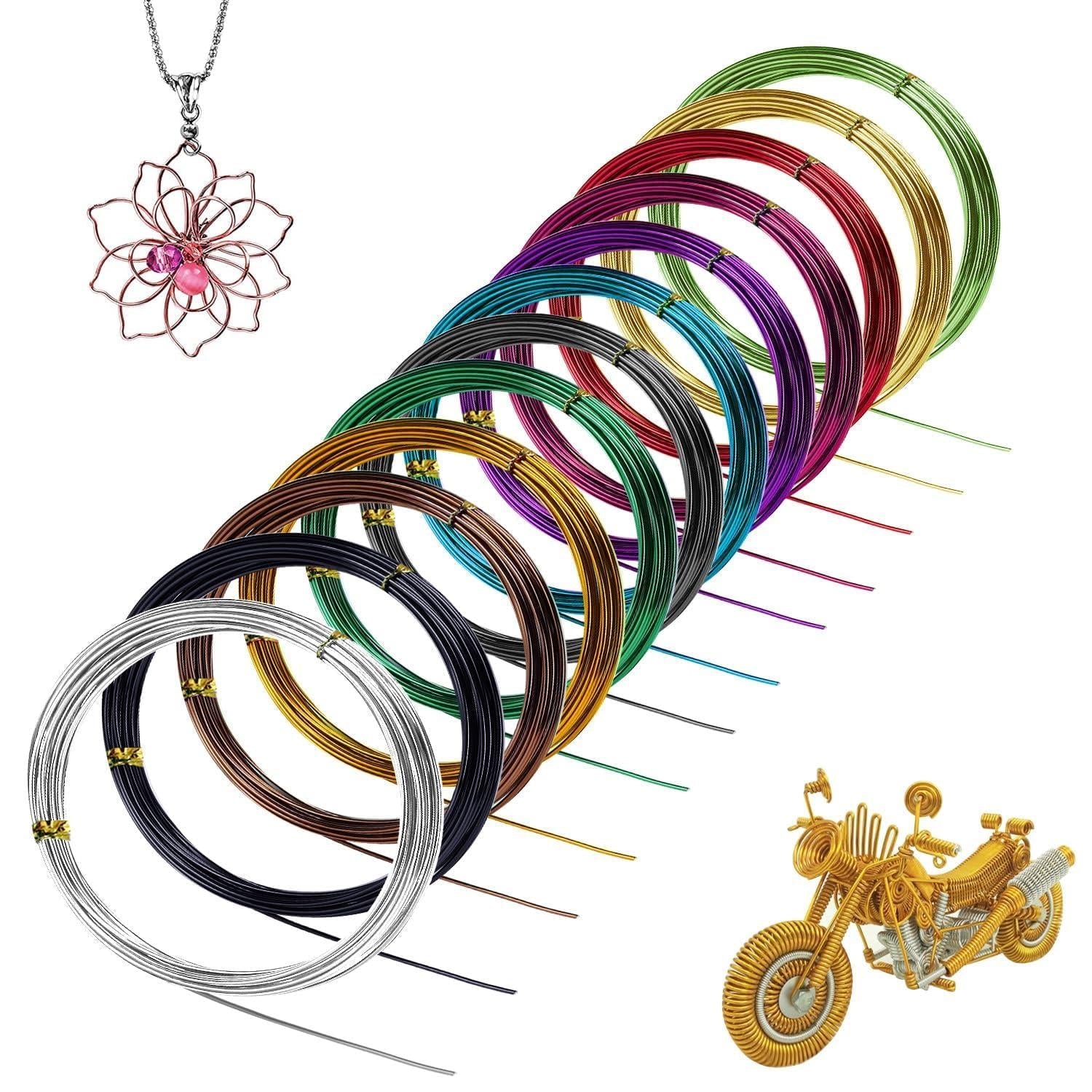 60m Aluminium Draad – 12 Kleuren Buigbare Metaaldraad voor Sieraden, DIY & Ambachten