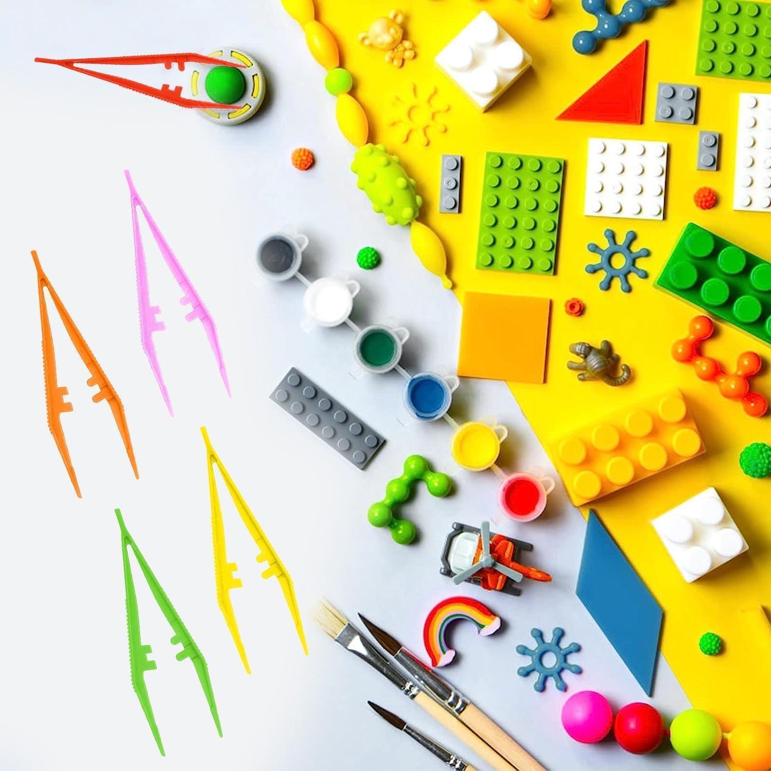 Plastic Pincet Set voor Kinderen – 5 Kleuren, 13 cm – Gekartelde Tips, Educatief en Creatief Gebruik