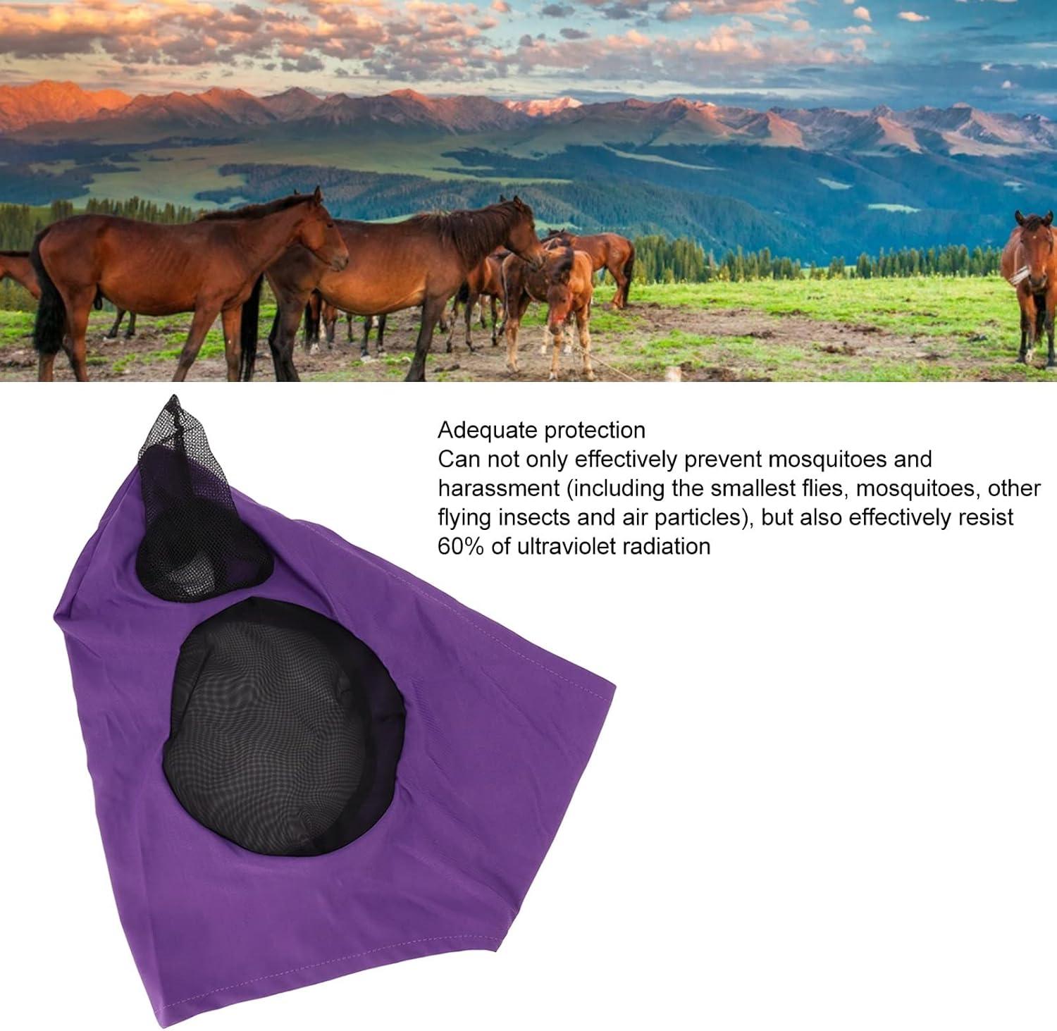 Ademend Elastisch Paardengezichtsmasker met Oorbescherming – Paars – Comfortabel Masker voor Paardrijden