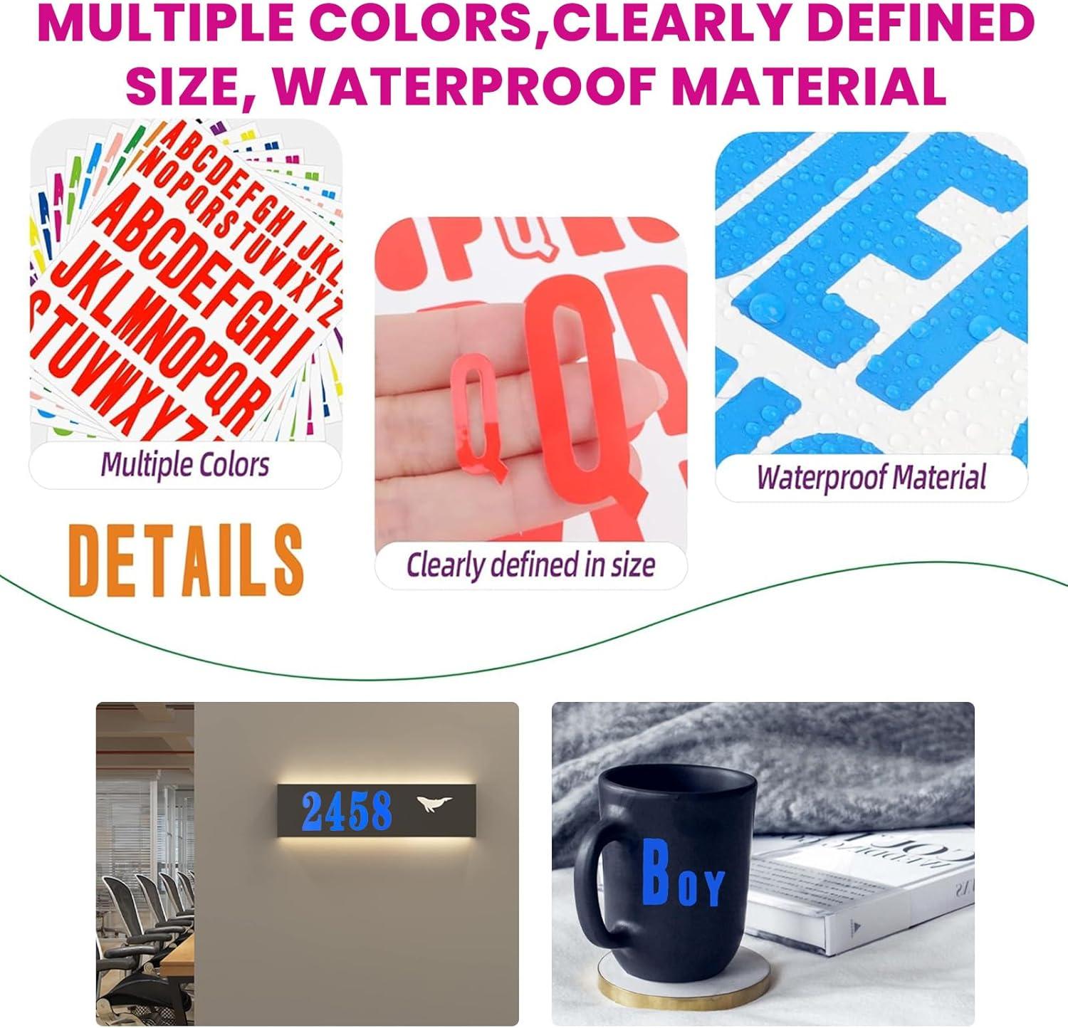 Gekleurde Alfabet- en Cijferstickers – 8 Vellen – 25cm & 5cm Groot – Waterdicht Vinyl – Zelfklevende Stickers voor Knutselen & Scrapbooking