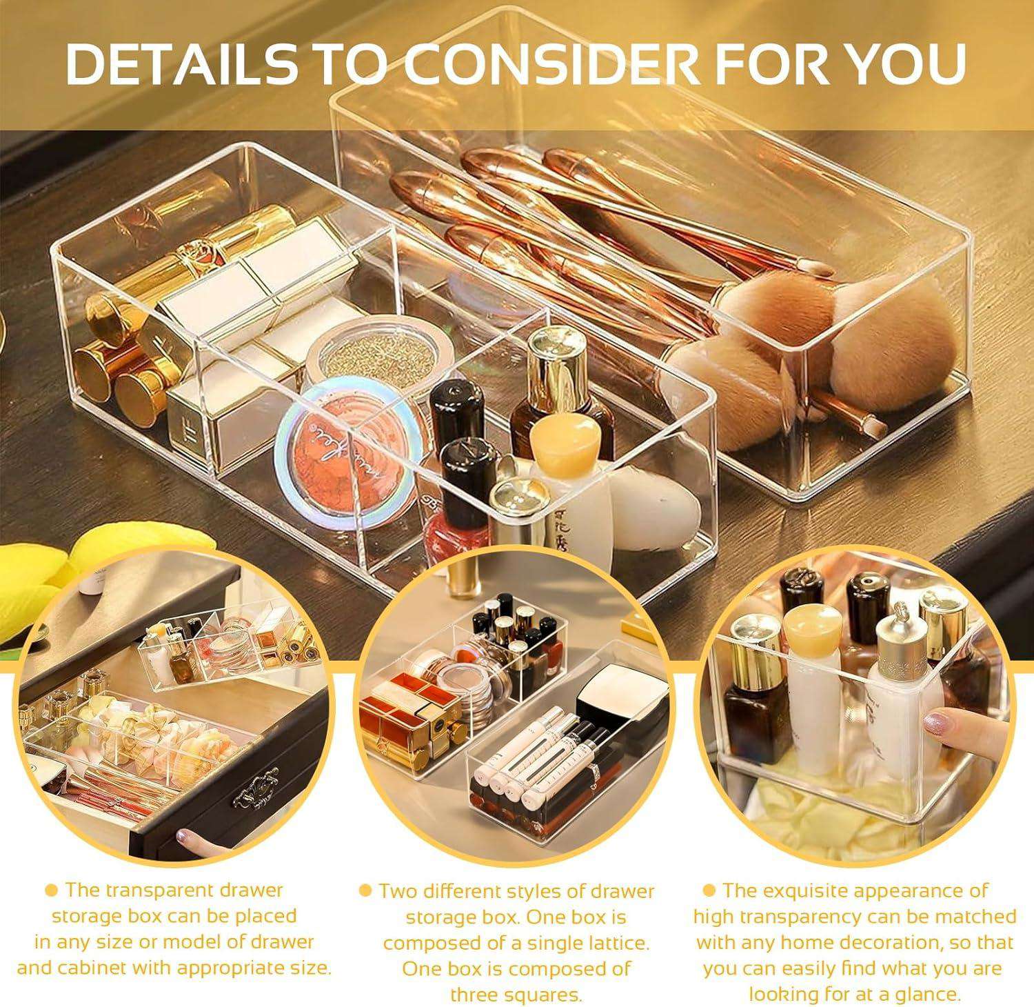 Set van 2 – Make-up Organizer Acryl –Cosmetische Opslag voor Lippenstiften, Sieraden & Haarelastiek