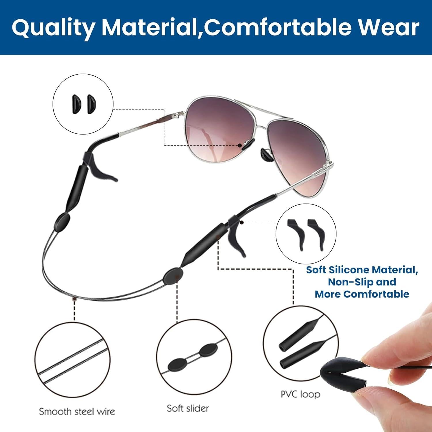 Verstelbare Sportbrillenband met Siliconen Neuspads – Zwart | Antislip Brillenkoord voor Sport & Outdoor