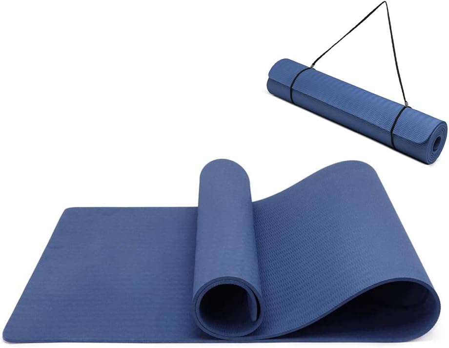 Yogamat, antislip, fitnessmat, milieuvriendelijke TPE-sportmat met draagriem, gymnastiekmat voor pilates, yoga, workout, 183 x 61 x 0,6 cm