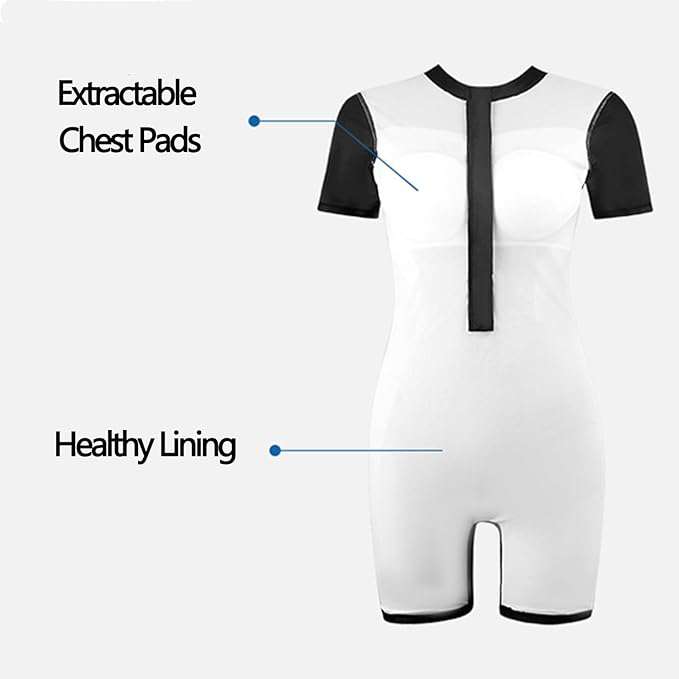 Beachkini Eendelig Zwempak voor Vrouwen,Zwemkleding met lange mouwen en rits aan de voorkant