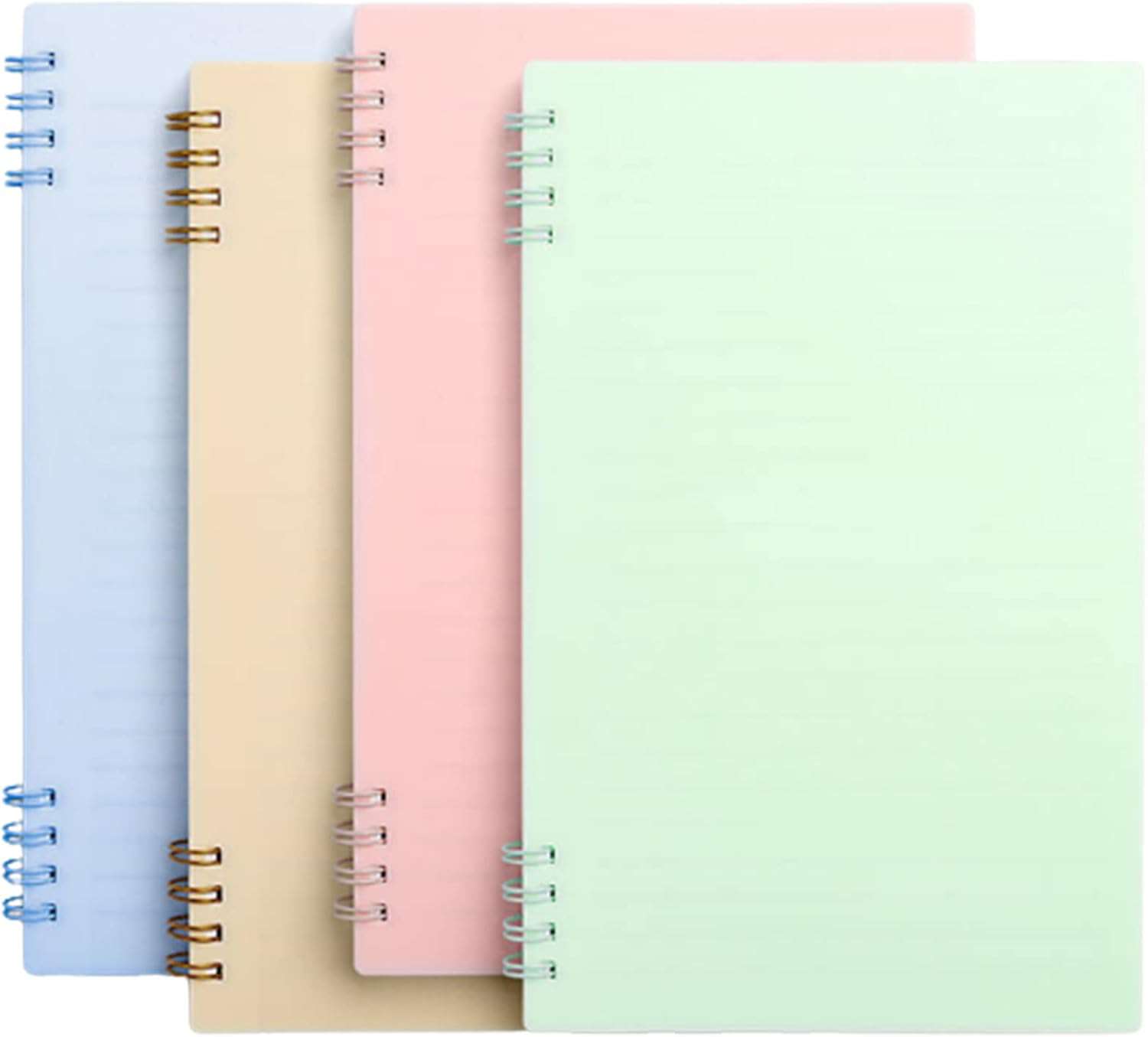 4 stuks Coil Notebooks, A5 Notitieblokken, Campus Wirebound Notebook, 180 ° Tegels, 60 Pagina' , voor Office, School, Student, Record Meeting (4 kleuren)