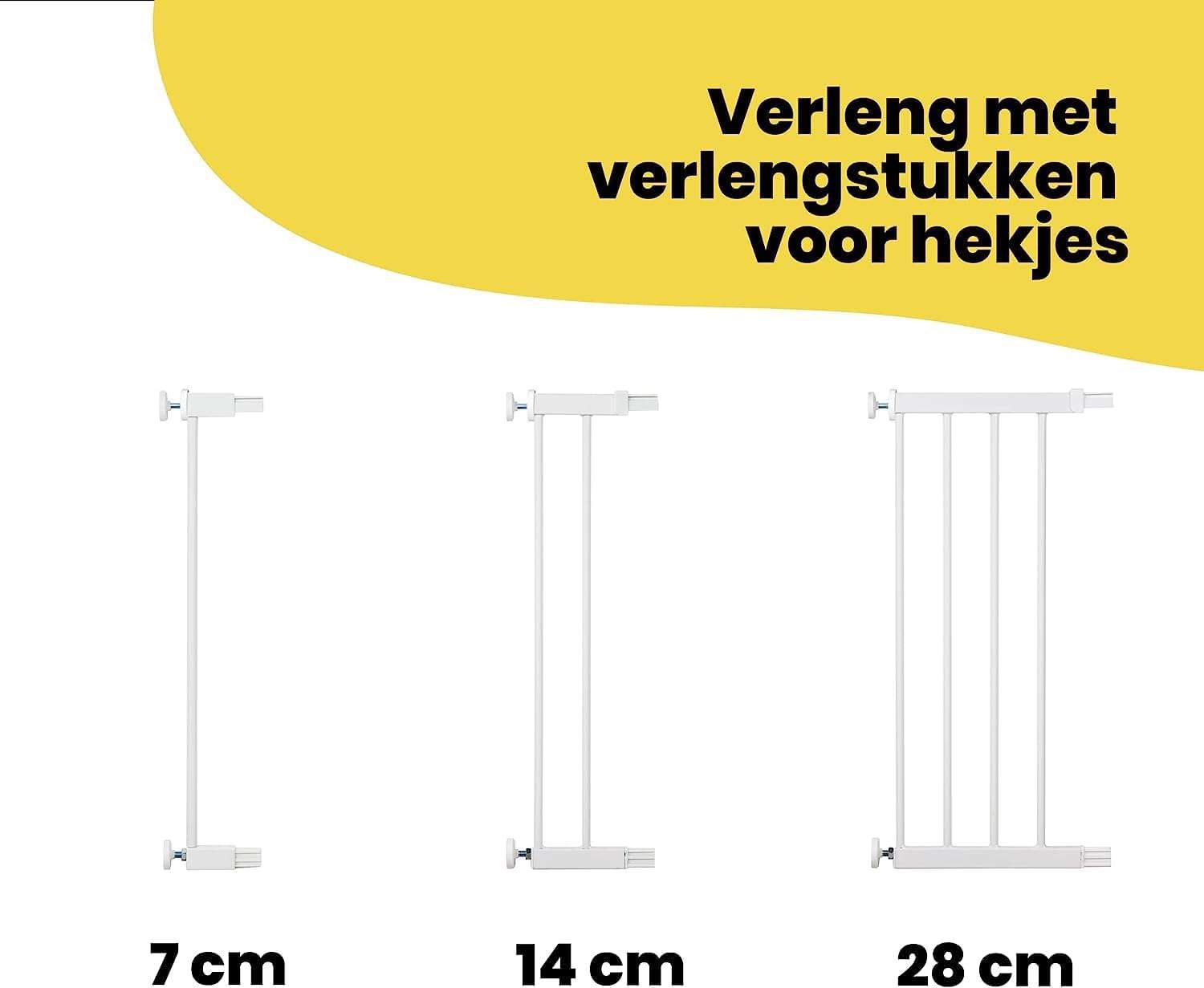 Safety 1st Auto Close Gate, Traphekje zonder boren, Automatisch sluitend veiligheidshek baby, 73–80 cm (max. 136 cm), Zelfklemmend (zonder boren), Met één hand te openen, Tweevoudige sluiting, Wit