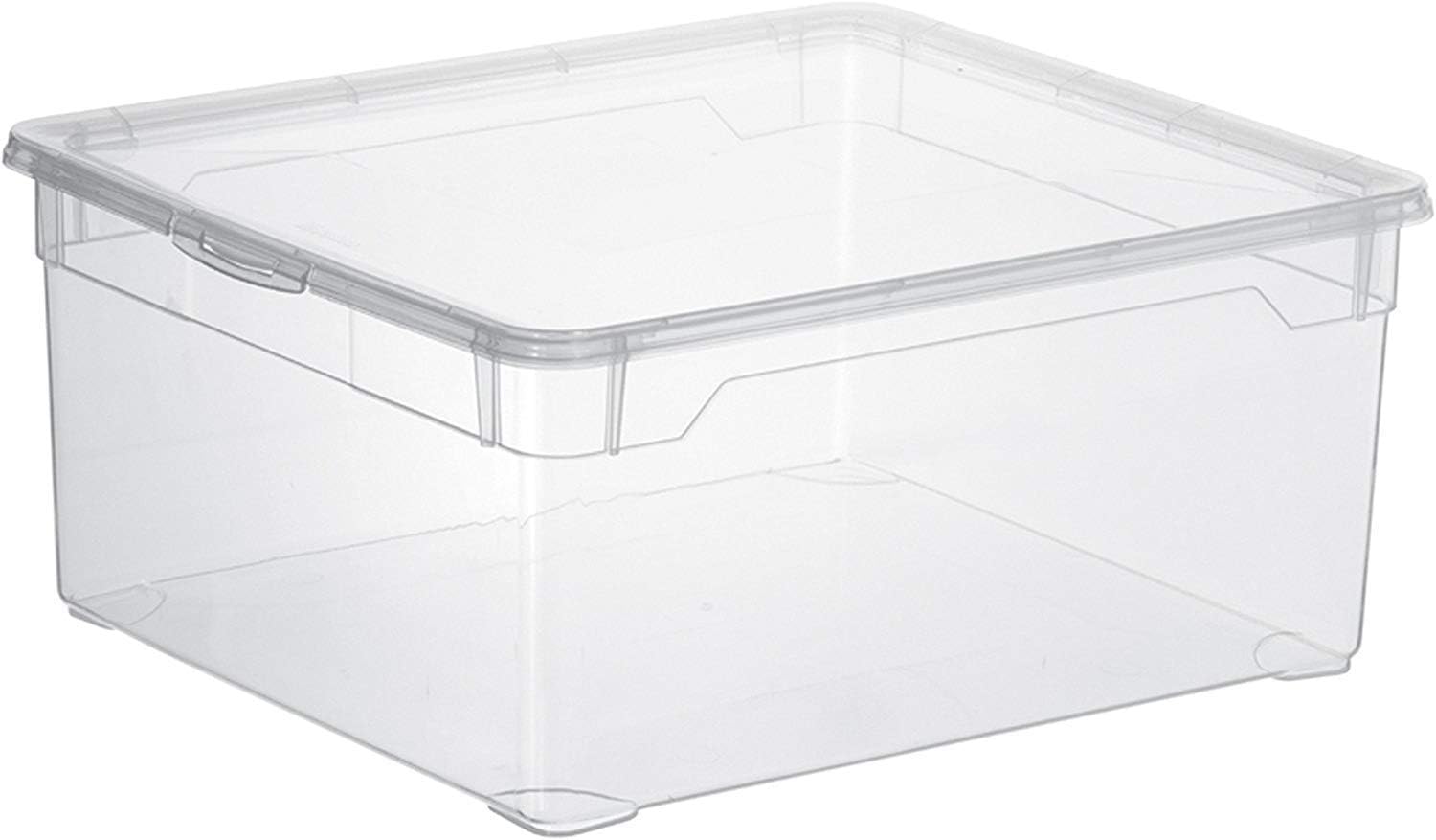 Set van 2 opbergboxen 18l met deksel, Kunststof (PP) BPA-vrij, transparante, 2 x 18l (40.0 x 33.5 x 17.0 cm)