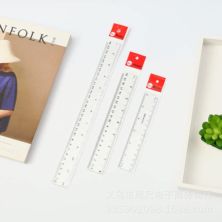 Plastic linialen, 15 cm, 20 cm, 30 cm, liniaal, transparant, flexibele precisieliniaal, meetgereedschap, flexibele precisieliniaal voor school, kantoor, thuis (6,8 x 30 cm)