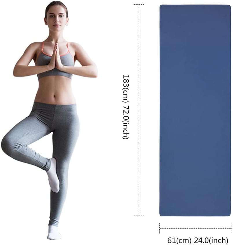 Yogamat, antislip, fitnessmat, milieuvriendelijke TPE-sportmat met draagriem, gymnastiekmat voor pilates, yoga, workout, 183 x 61 x 0,6 cm