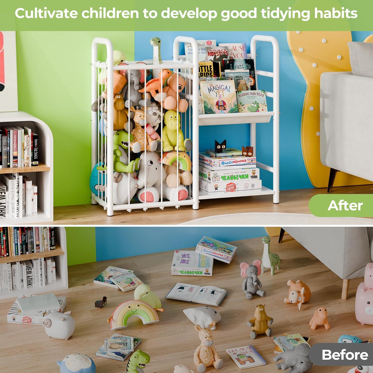 Kinderboekenkast & Speelgoedopberger – 3 Vakken – Wit – Organizer voor Kinderkamer
