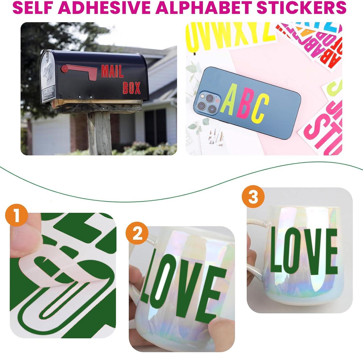 Gekleurde Alfabet- en Cijferstickers – 8 Vellen – 25cm & 5cm Groot – Waterdicht Vinyl – Zelfklevende Stickers voor Knutselen & Scrapbooking