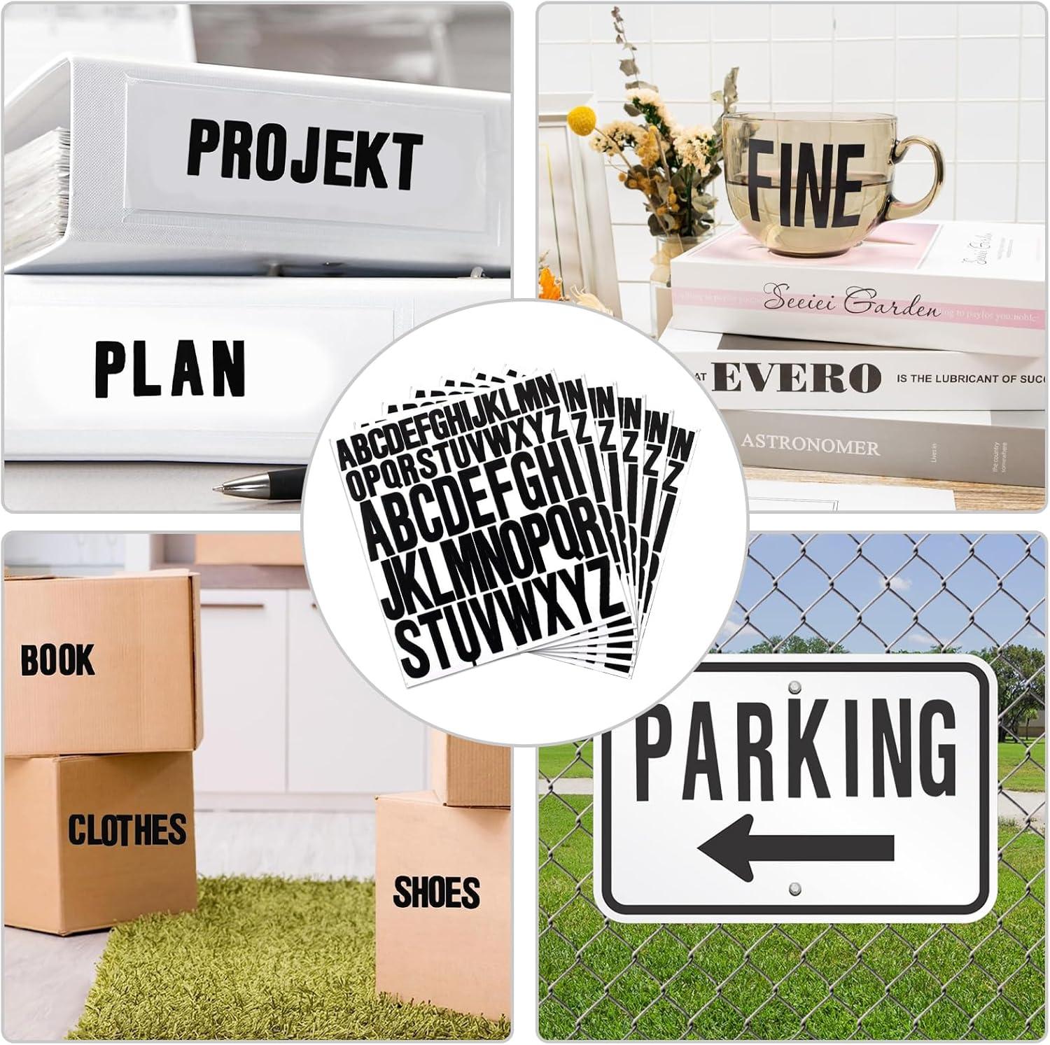 Grote Zelfklevende Letterstickers Set – 8 Vellen – 2,5 cm & 5 cm – Zwart Alfabet & Cijferstickers – Waterdicht Vinyl