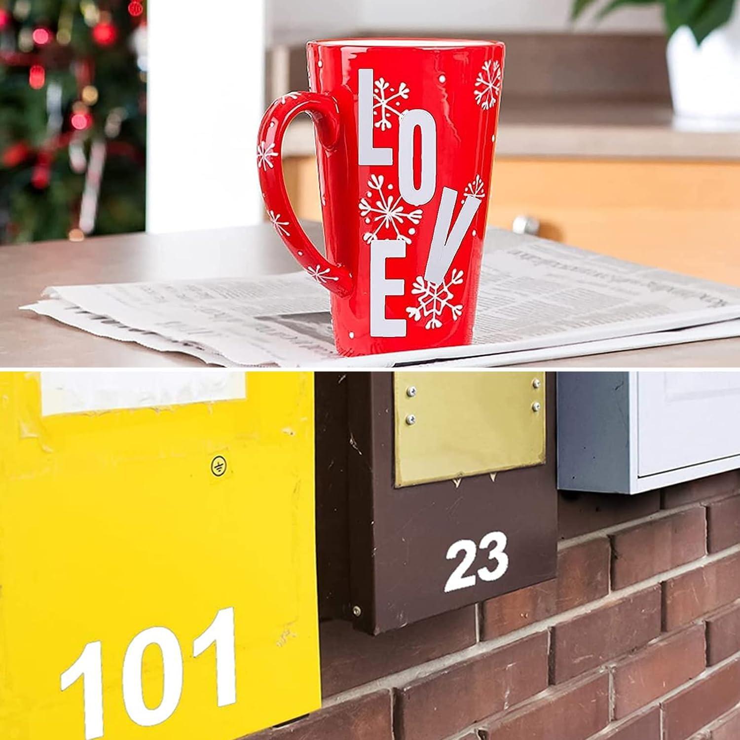 Alfanumerieke Stickers Set – 8 Vellen Waterdicht Vinyl – 25cm & 5cm Grote Letters en Cijfers – Witte Stickers voor Knutselen, Scrapbooking & Brievenbussen