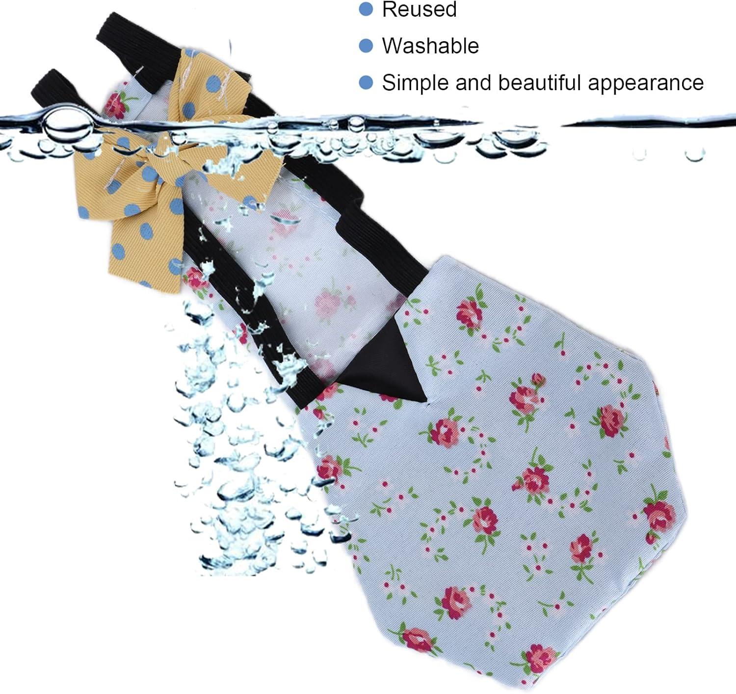 Wasbare en Verstelbare Luier voor Huisdier Kip, Eend en Ganzen – Herbruikbare Doek met Blauwe Bloemenprint (M)