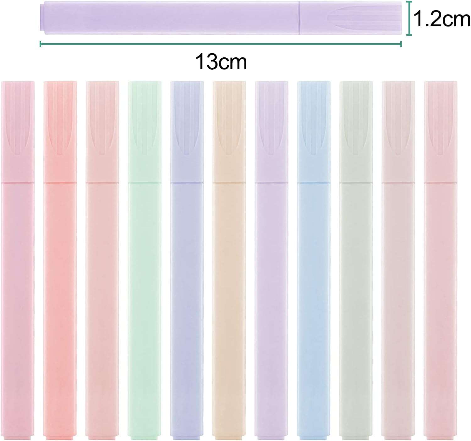 12 stuks markeerstiften, pastelkleuren, 12 kleuren, markeerstiften om te leren en te markeren, highlighter, verschillende kleuren, pastel, voor dagboeken, notities, scholen, kantoren,