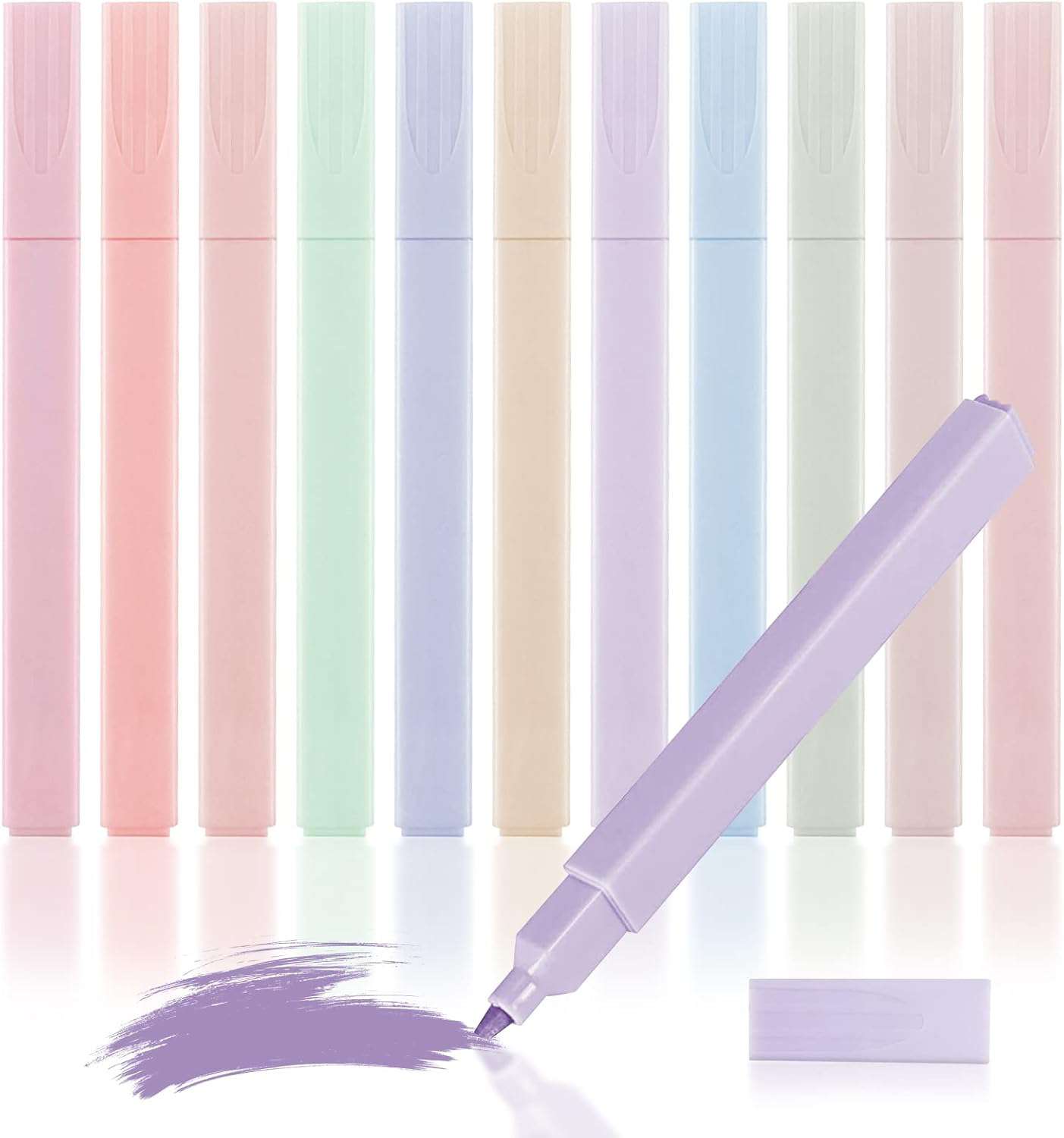 12 stuks markeerstiften, pastelkleuren, 12 kleuren, markeerstiften om te leren en te markeren, highlighter, verschillende kleuren, pastel, voor dagboeken, notities, scholen, kantoren,