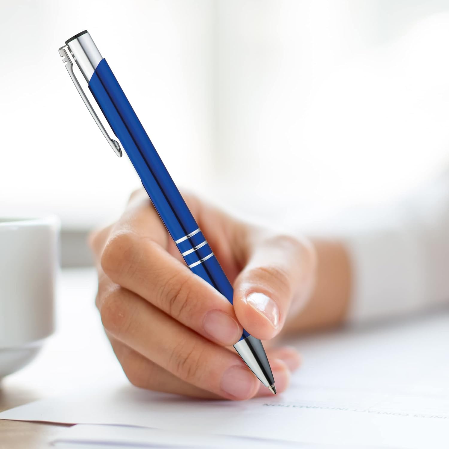 Metalen balpen, 10 stuks, premium balpenset, hoogwaardig, pen voor makkelijk en zacht schrijven, blauwschrijvende balpen, als optische blikvanger