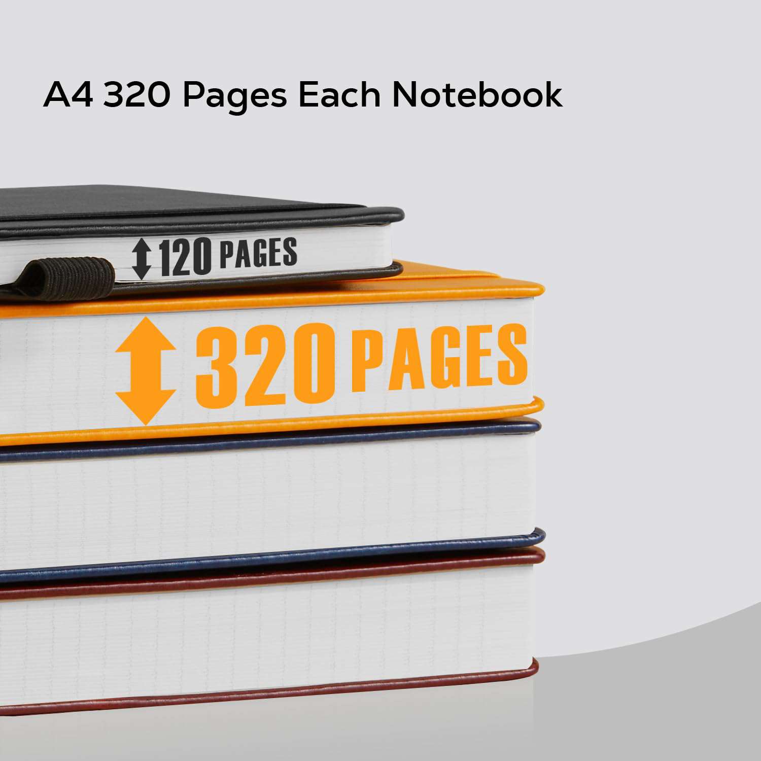 Notitieboek, A4, dagboek, gelinieerd, met 320 pagina's en 100 g/m² premium papier, het collegeblok, notitieblok is geschikt om te schrijven en te noteren, 21,5 x 28 cm, zwart