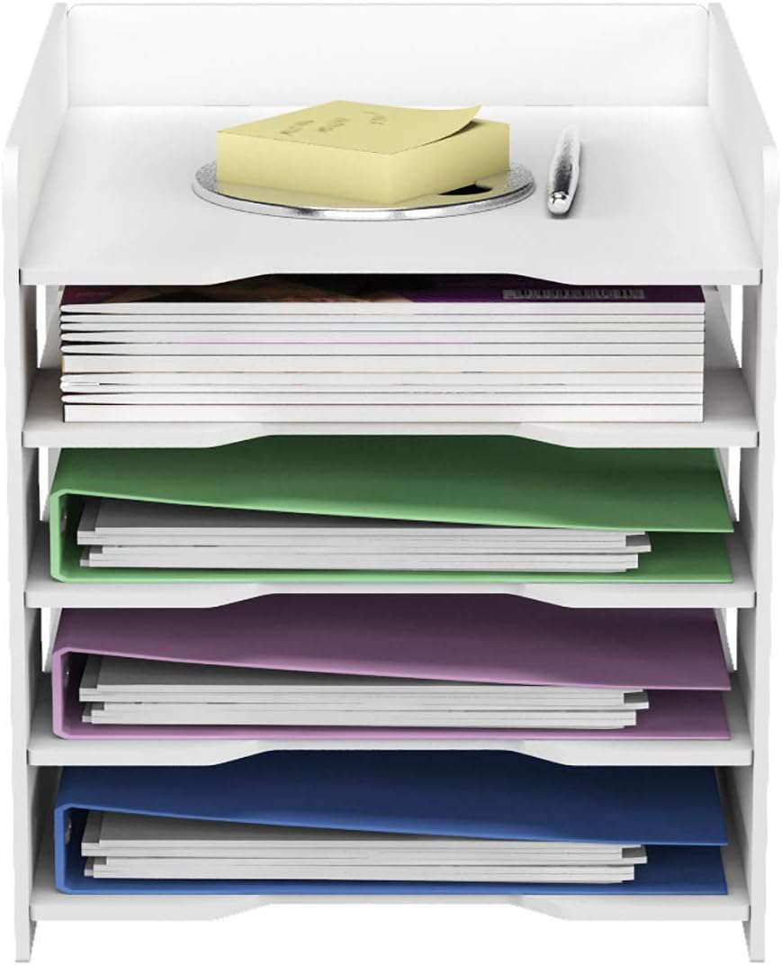 Documentenhouder, A4, brievenbakje, 5 opbergvakken, pvc, bureau, bestandsorganizer, papierhouder, archiefopslag, opbergsysteem, documentenhouder voor kantoor, werkkamer, school, kantoor