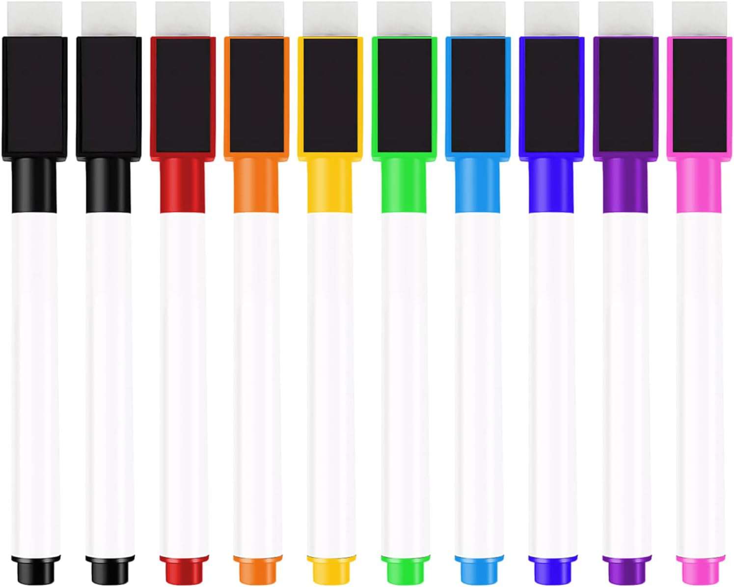Whiteboardmarker, 10 stuks magnetische whiteboardstiften, 9 kleuren, afwasbaar, voor whiteboards, notitieborden en meer