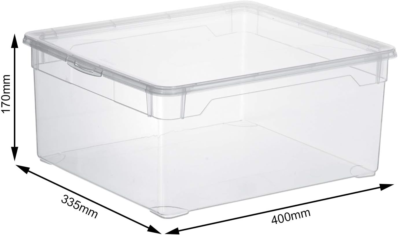 Set van 2 opbergboxen 18l met deksel, Kunststof (PP) BPA-vrij, transparante, 2 x 18l (40.0 x 33.5 x 17.0 cm)