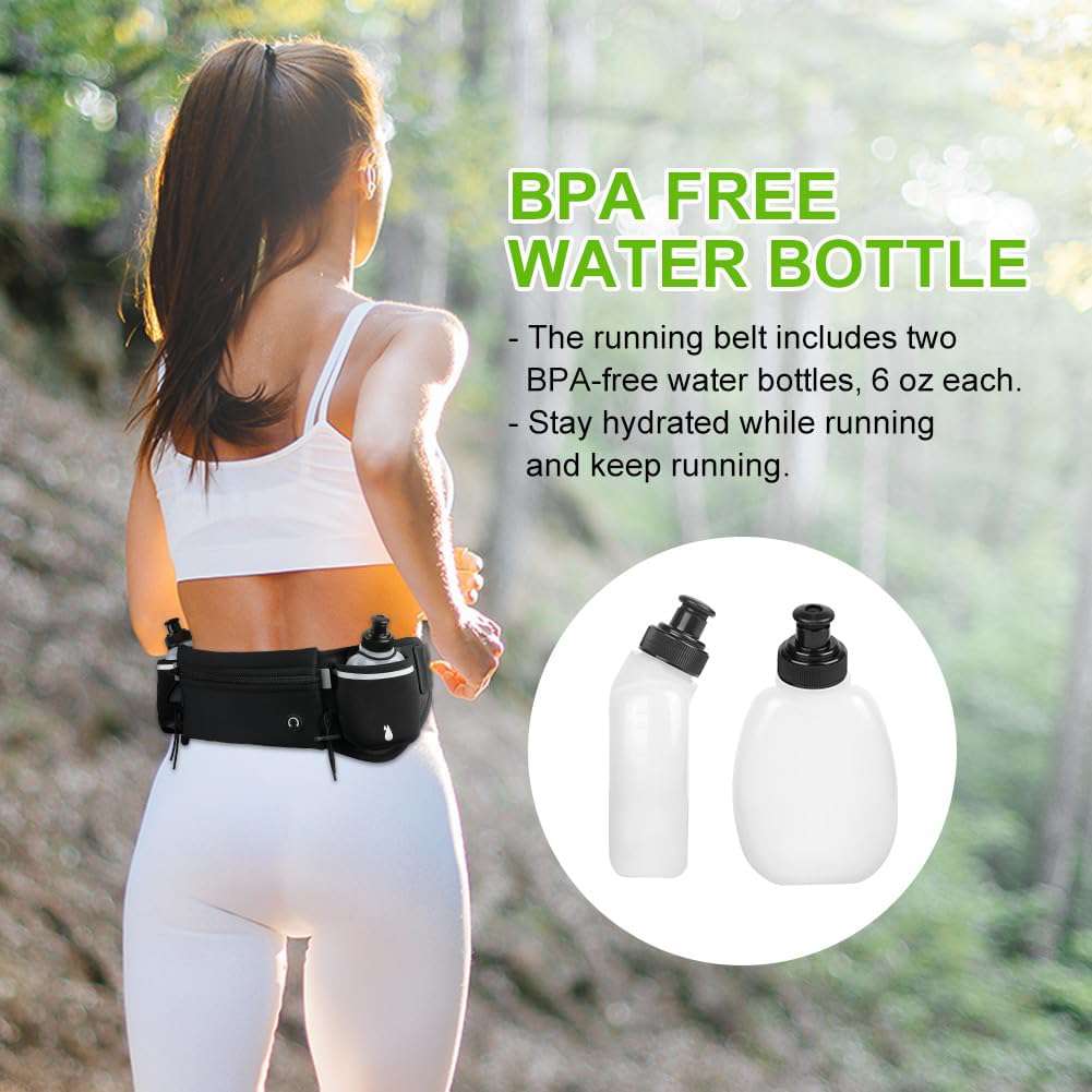 Heuptas, sportheuptas met drinkfles, ademend, met flessenhouder, voor hardlopen, kamperen, klimmen, fietsen, 2, zwart, 25*16*5.2 cm, 1 stuks