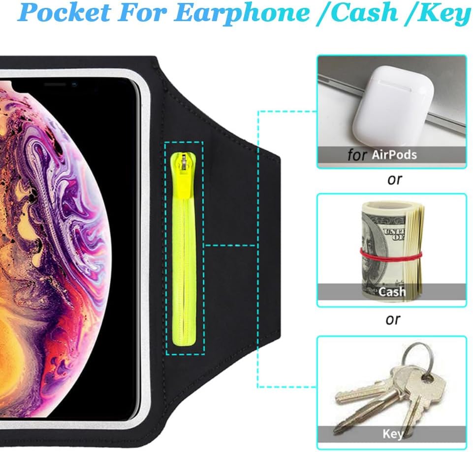 Running Armband Telefoonhouder, Zweetbestendige Arm Telefoonhouder voor Hardlopen, Joggen, Gym - Telefoonarmband Running Case Compatibel met iPhone 16/15/14/13/12 Pro Max, geschikt voor