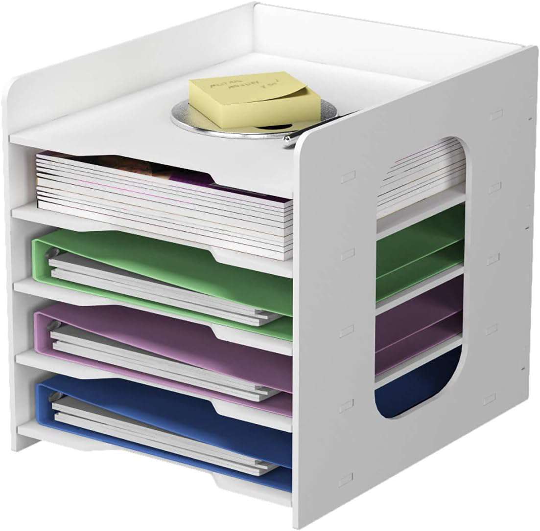 Documentenhouder, A4, brievenbakje, 5 opbergvakken, pvc, bureau, bestandsorganizer, papierhouder, archiefopslag, opbergsysteem, documentenhouder voor kantoor, werkkamer, school, kantoor