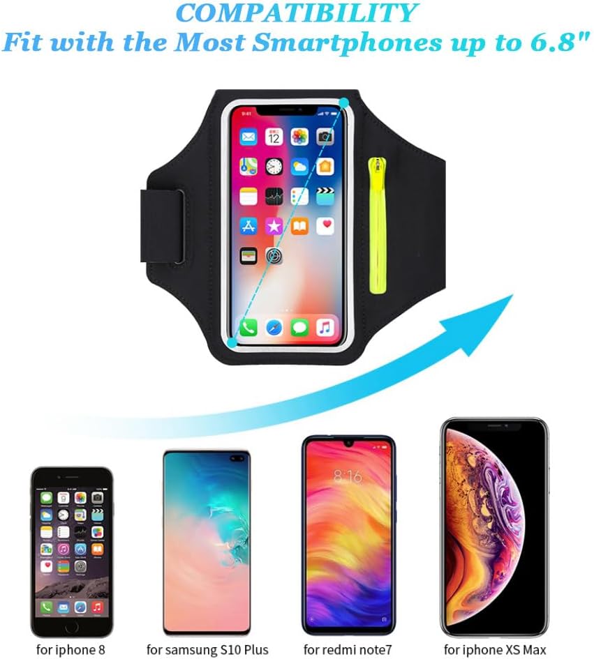 Running Armband Telefoonhouder, Zweetbestendige Arm Telefoonhouder voor Hardlopen, Joggen, Gym - Telefoonarmband Running Case Compatibel met iPhone 16/15/14/13/12 Pro Max, geschikt voor